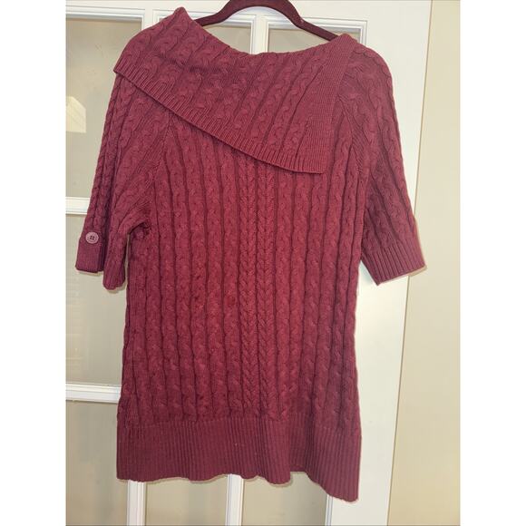 ND-New Directions Ladies Ruby Red Sweater Size Medium Pullover Cable Knit | Boho - Picture 1 of 4